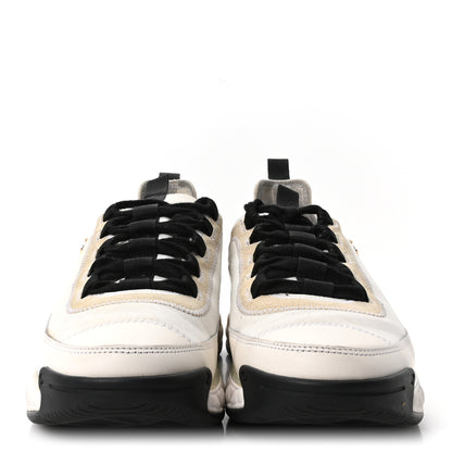 Chanel Velvet Calfskin Mixed Fibers CC Sneakers 39.5 Ivory Black 3 of 9