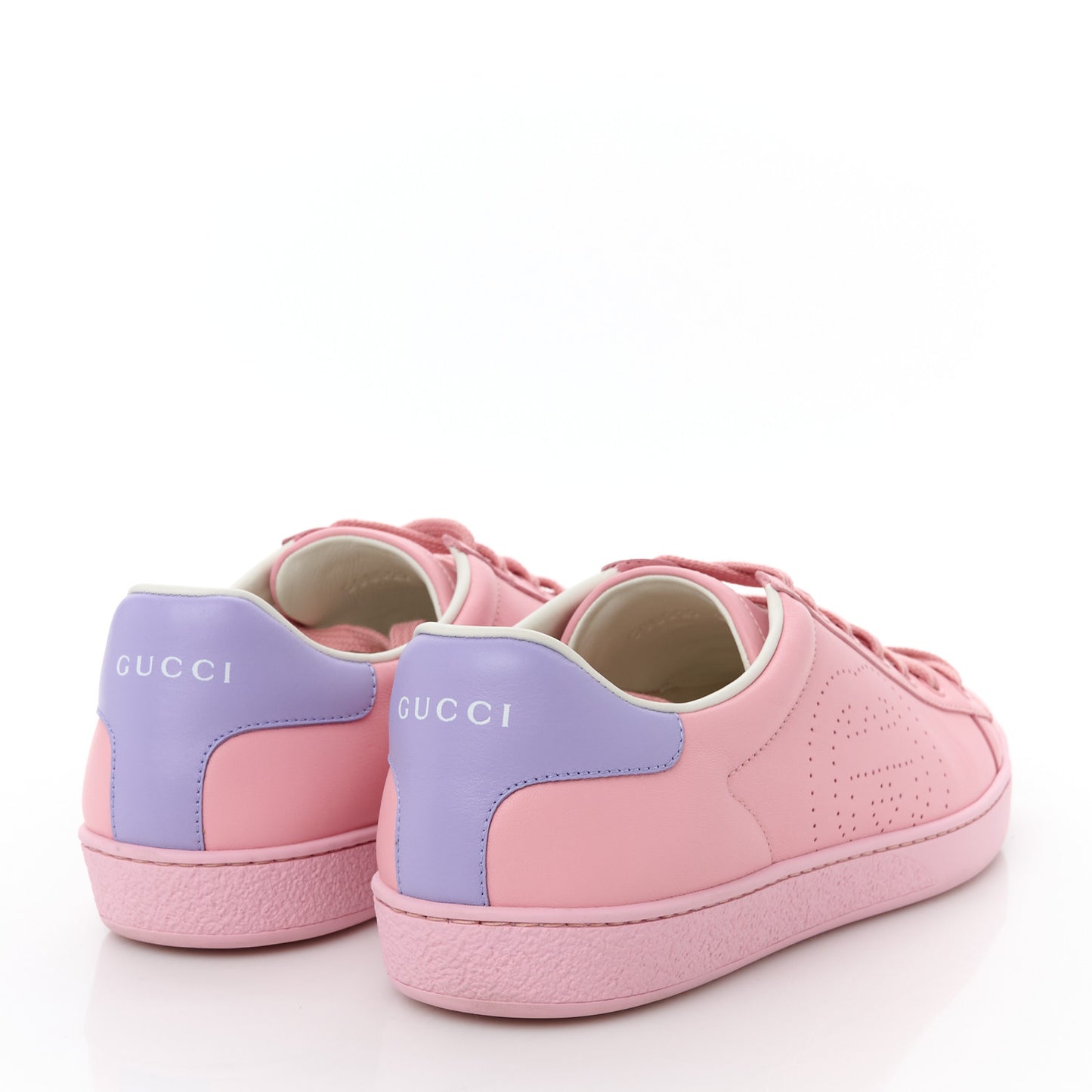 Miro Soft Calfskin Interlocking G Perforated Womens Ace Sneakers 39.5 Wild Rose Lapis