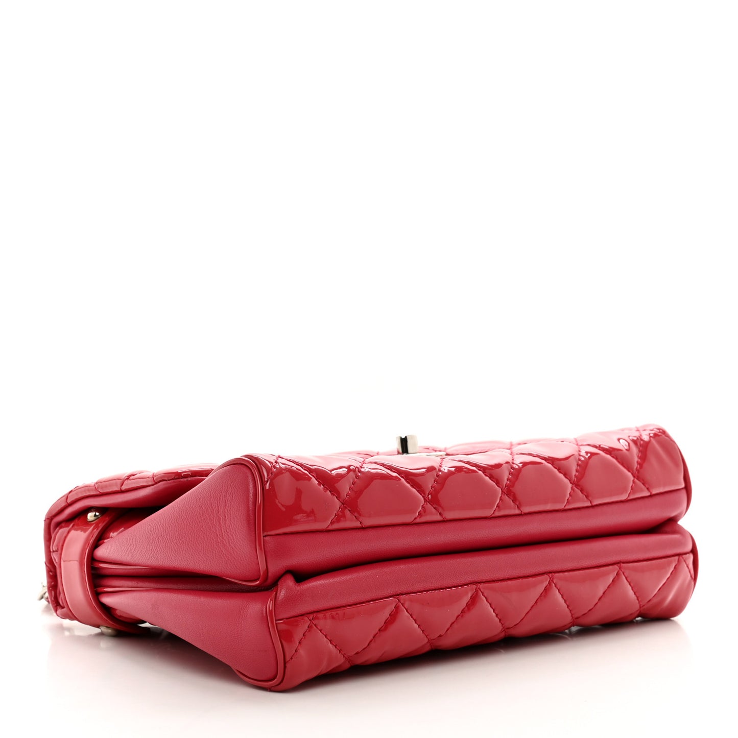 Patent Quilted Small Rock In Rome Single Flap Dark Pink