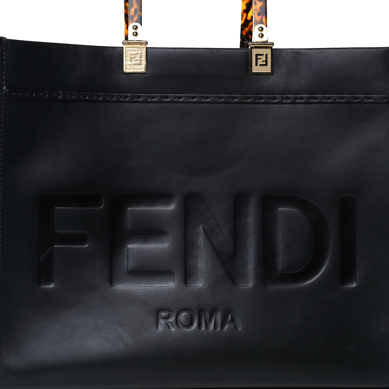 Fendi Vitello King Plexiglass Medium Fendi Sunshine Shopper Tote Black 8 of 10