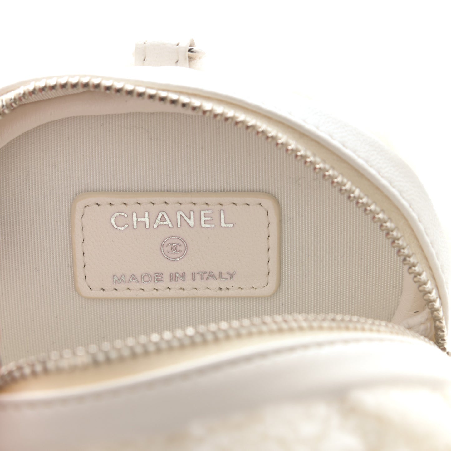 Shearling Sheepskin Lambskin Quilted Round Clutch With Chain White
