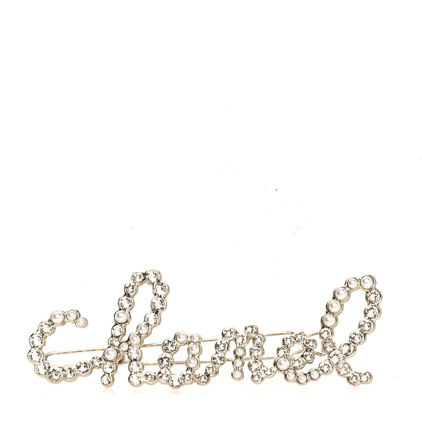 Metal Glass Swirling Pearls Hair Clip Gold