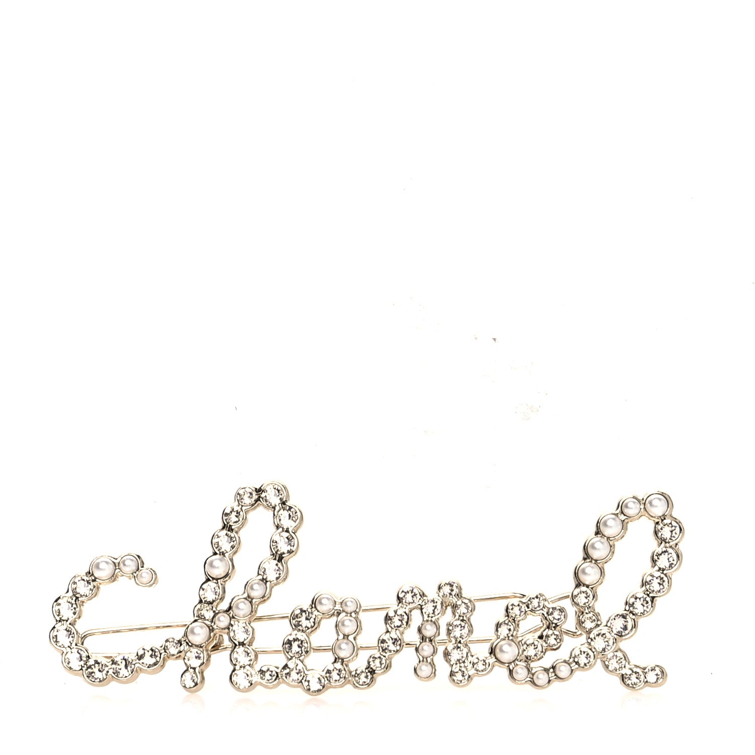Chanel Metal Glass Swirling Pearls Hair Clip Gold 1 of 3