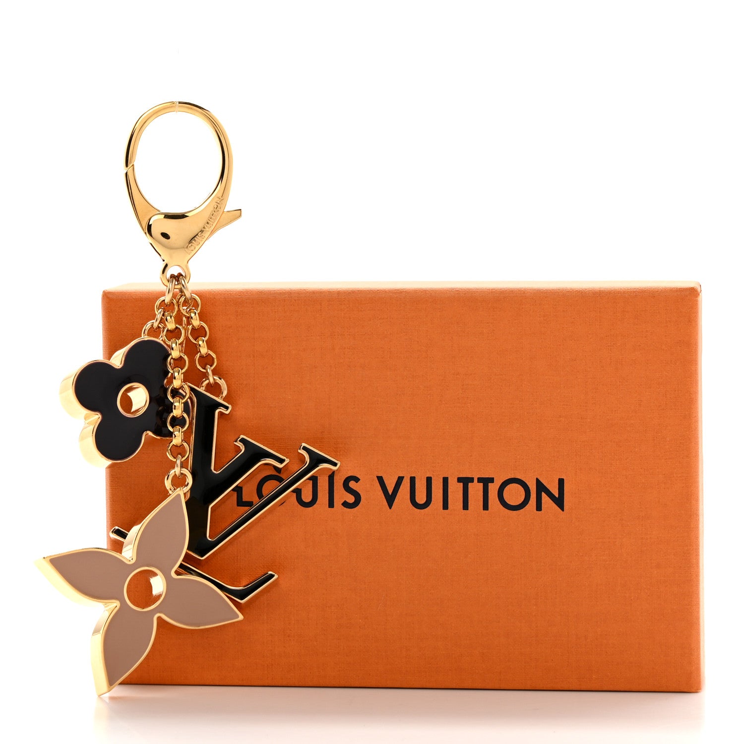 Louis Vuitton Metal Enamel Fleur De Monogram Bag Charm Dore 5 of 5