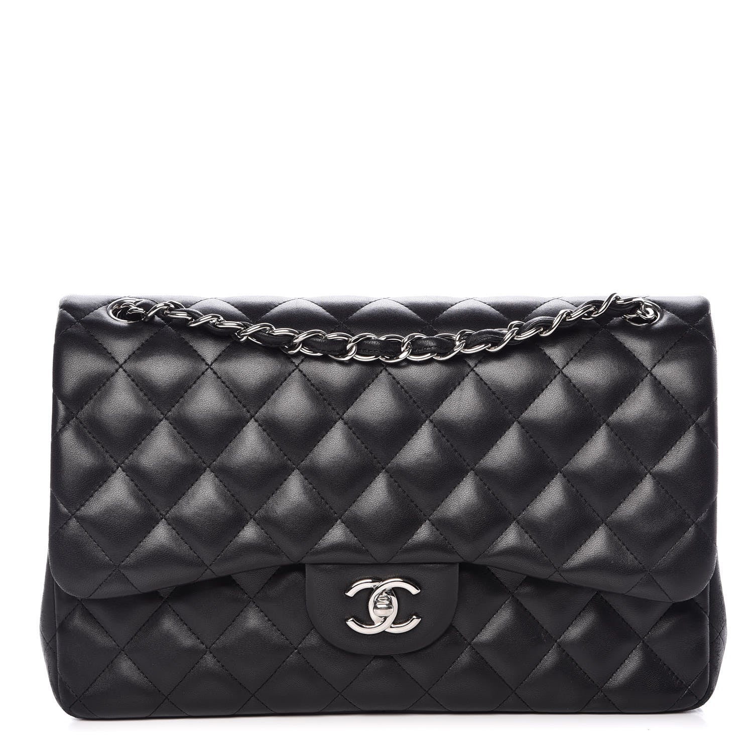Chanel Lambskin Quilted Jumbo Double Flap Black 1 of 18