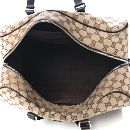 Gucci Monogram Dollar Calfskin Boston Duffle Bag Beige Ebony Testa di Moro Marrone Scuro 4 of 12