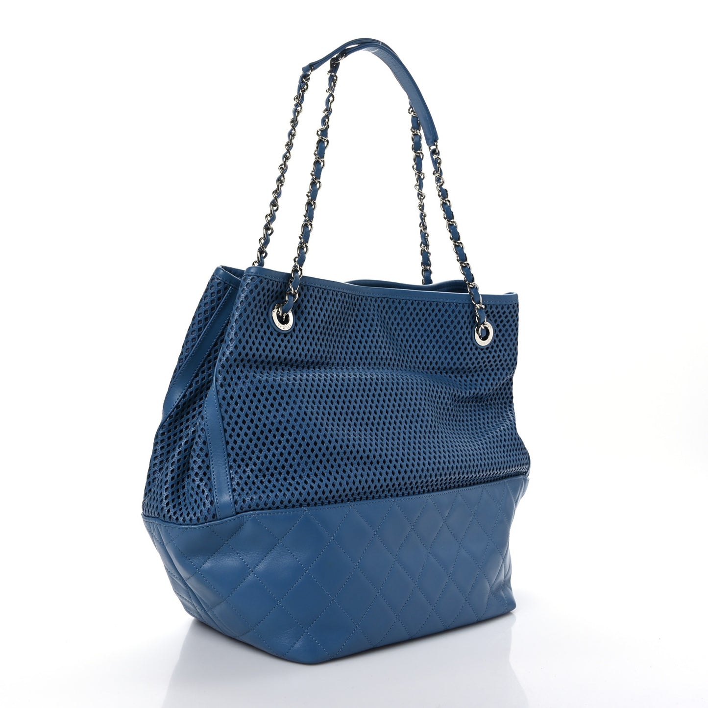 Calfskin Perforated Up In The Air North South Tote Blue