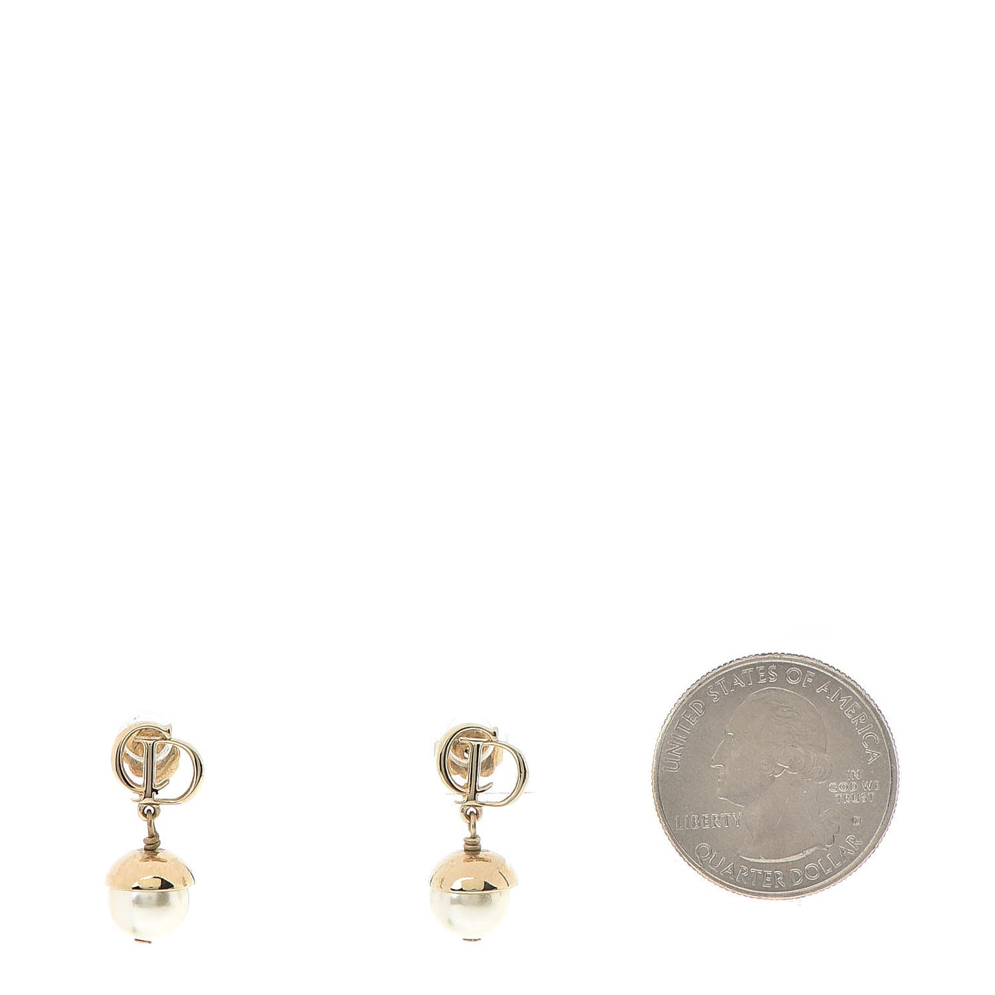 Pearl CD Drop Earrings Gold