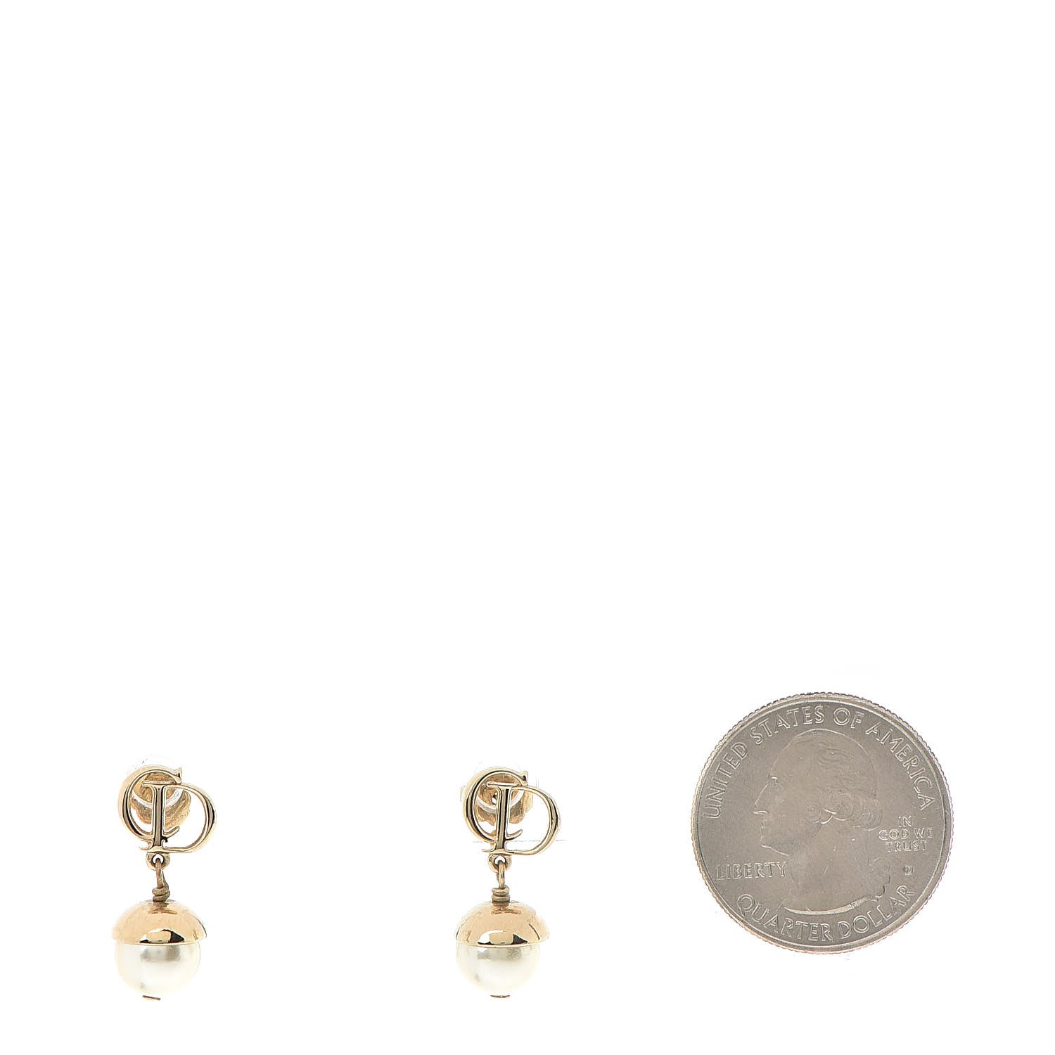 Christian Dior Pearl CD Drop Earrings Gold 2 of 5