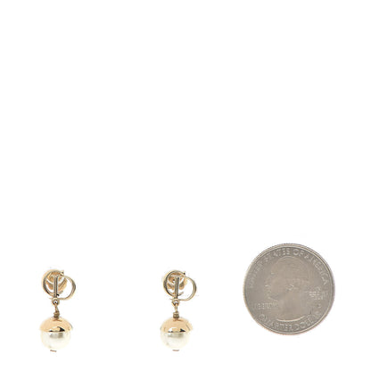 Christian Dior Pearl CD Drop Earrings Gold 2 of 5