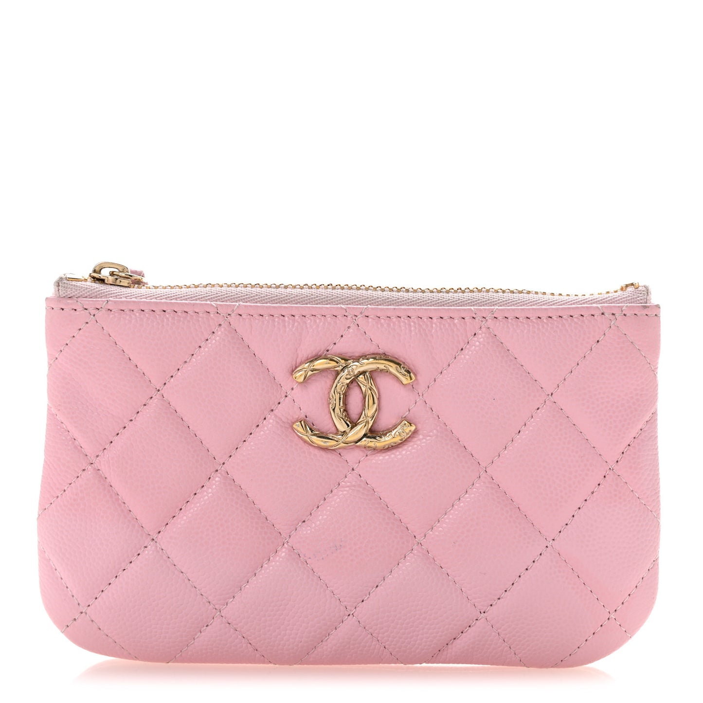 Caviar Quilted Small Cosmetic Case Pink