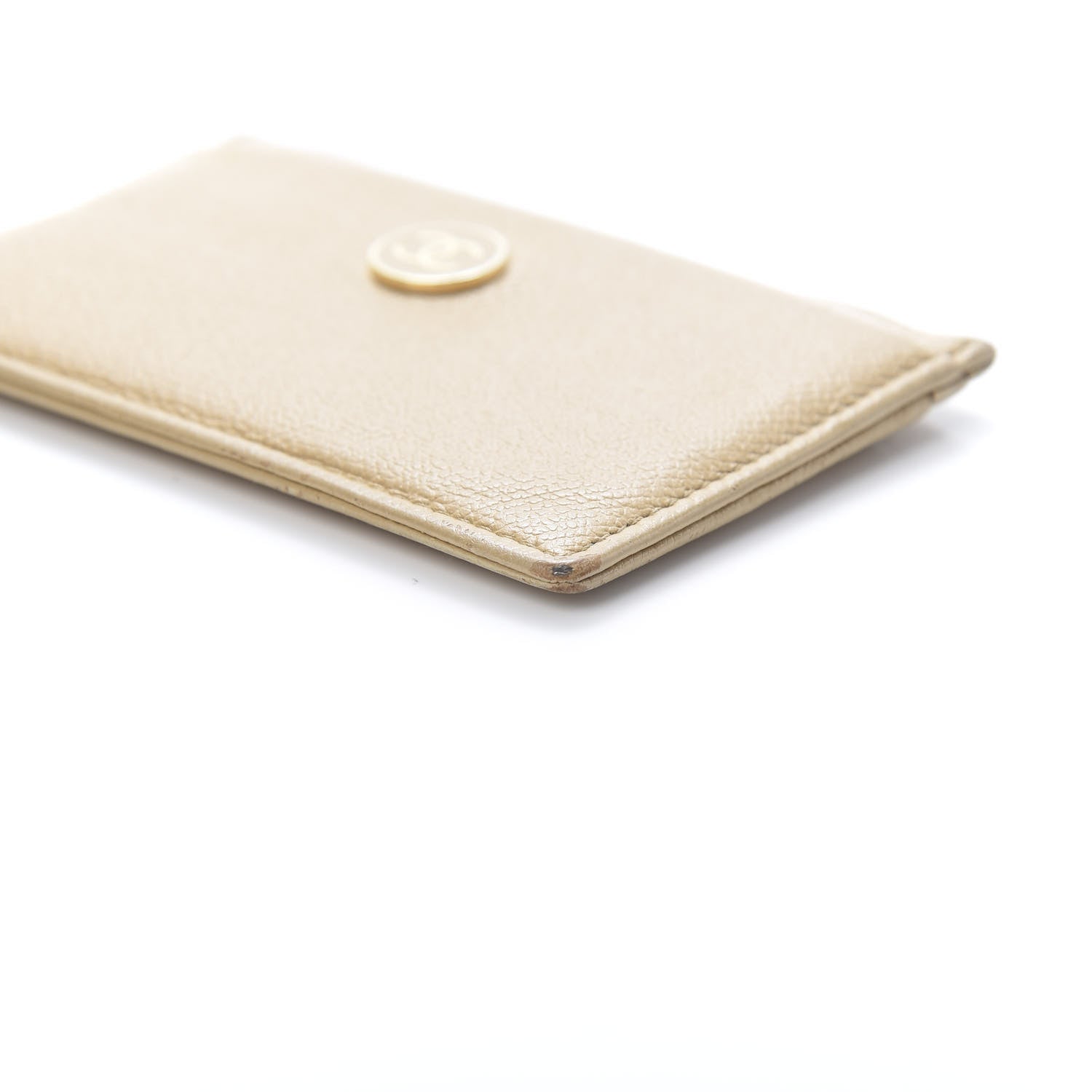 Chanel Calfskin CC Button Card Holder Beige 11 of 13