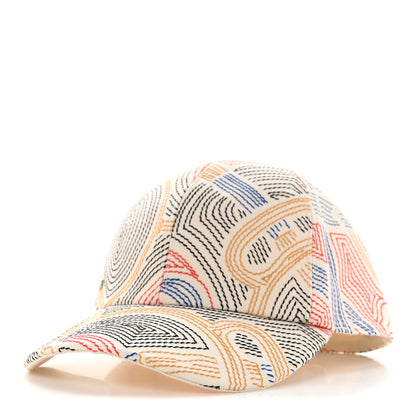 Hermes Cotton Eperon D'Or Embroidered Tess Cap 57 Blanc Casse 1 of 9