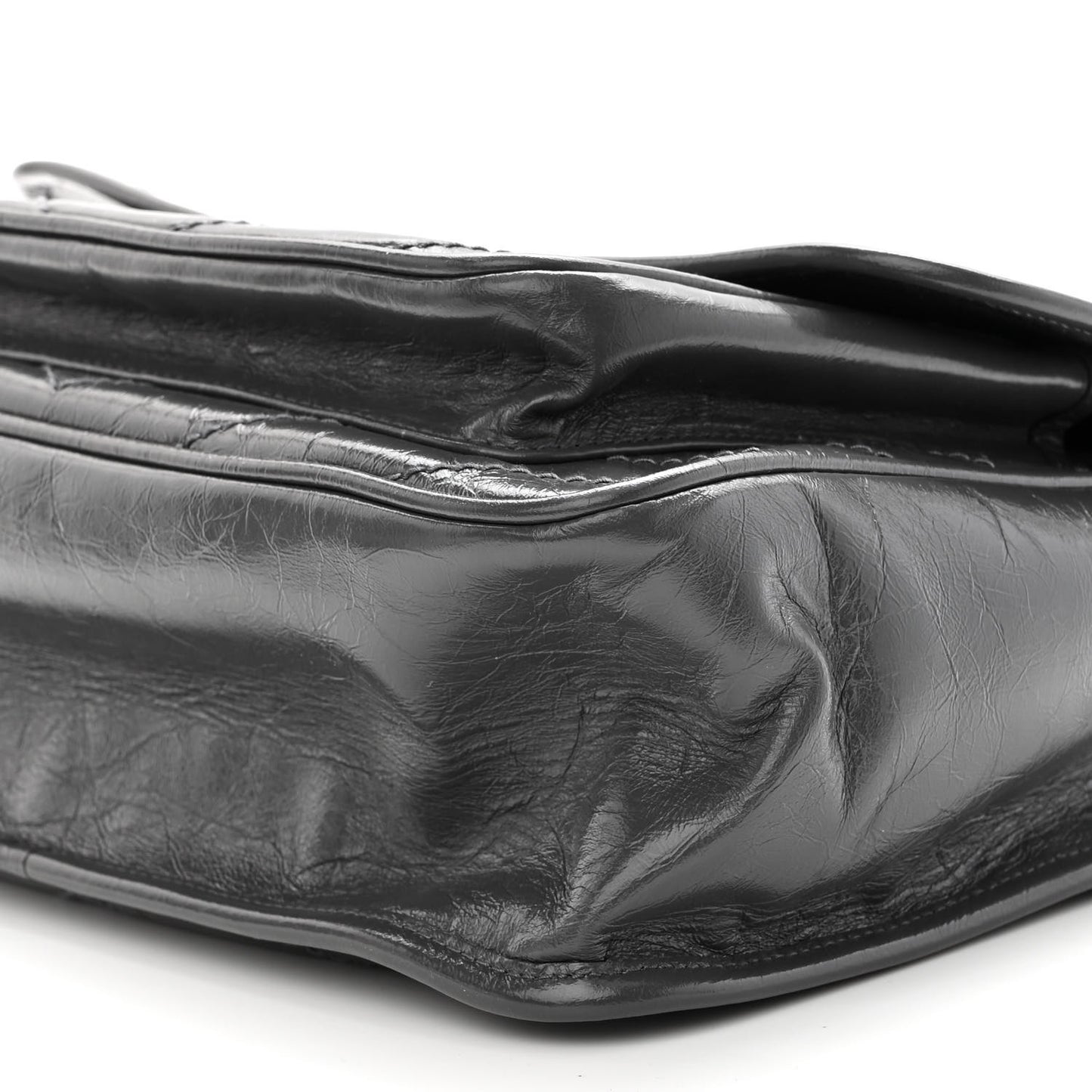Crinkled Calfskin Matelasse Monogram Medium Niki Chain Satchel Storm