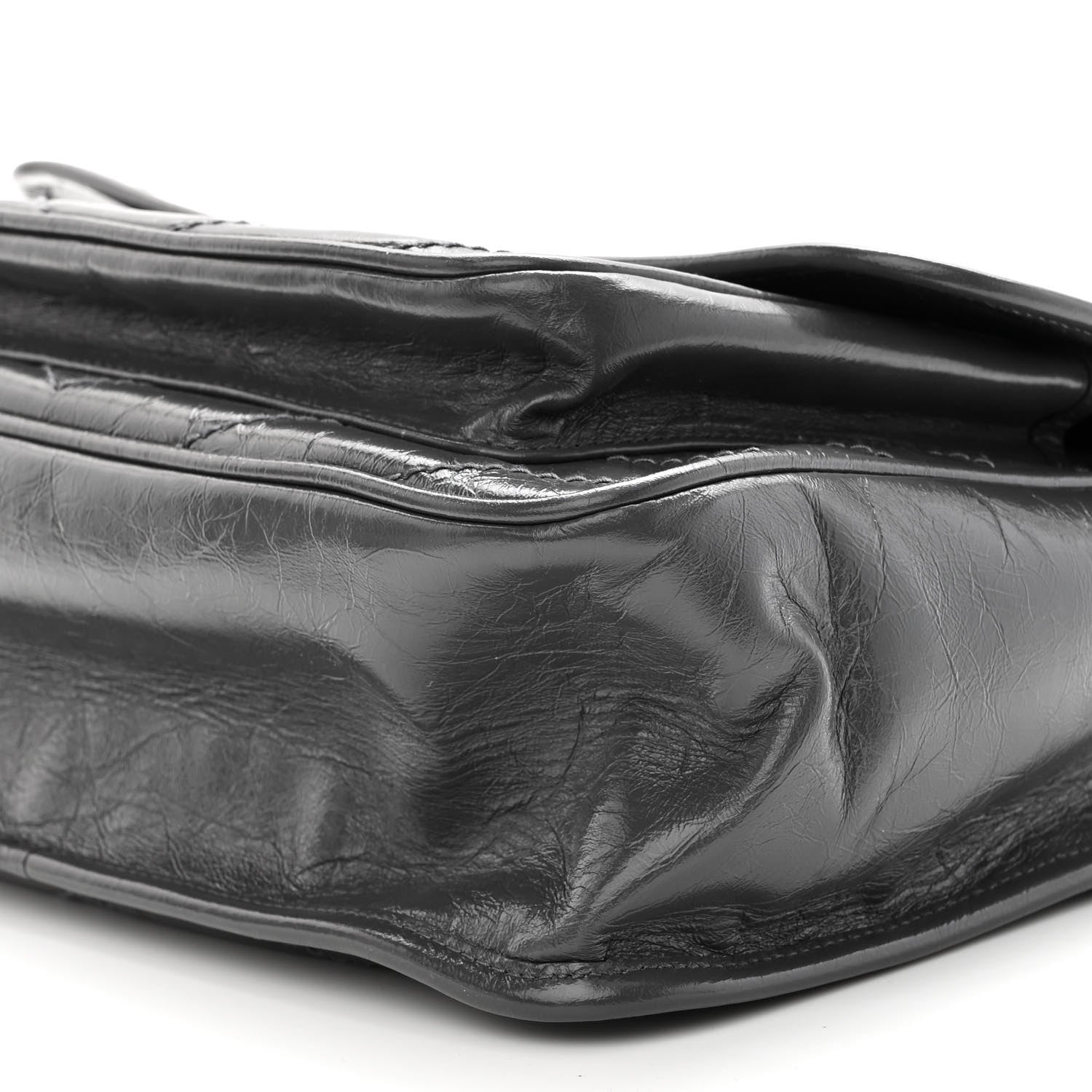 Saint Laurent Crinkled Calfskin Matelasse Monogram Medium Niki Chain Satchel Storm 9 of 9