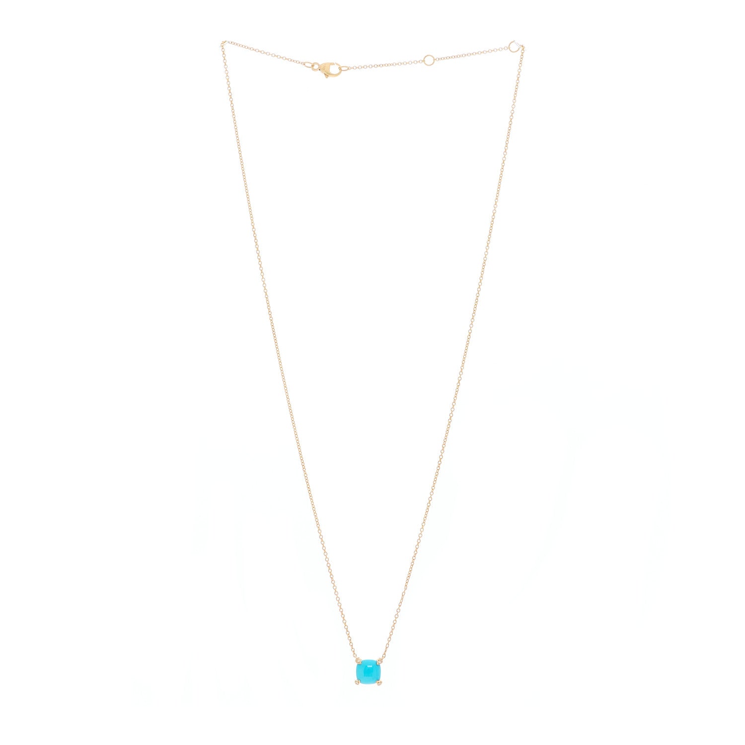 David Yurman 18K Yellow Gold Diamond Turquoise 7mm Petite Chatelaine Pendant Necklace 2 of 5