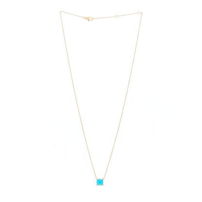 David Yurman 18K Yellow Gold Diamond Turquoise 7mm Petite Chatelaine Pendant Necklace 2 of 5