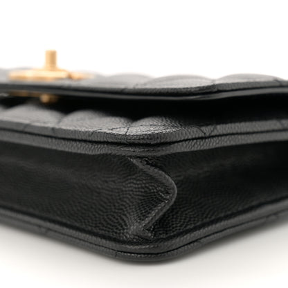 Chanel Caviar Quilted Camellia Wallet On Chain WOC Black 10 of 11