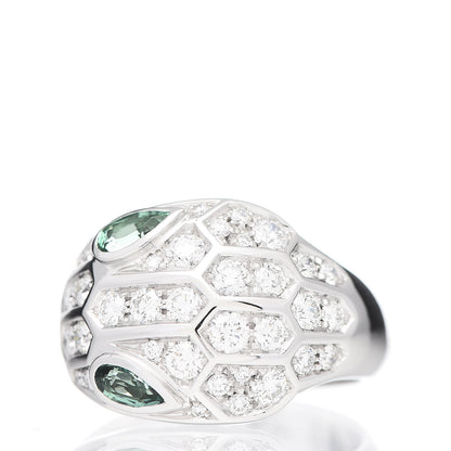 Bulgari 18K White Gold Diamond Emerald Serpenti Seduttori Ring 50 5.25 3 of 6
