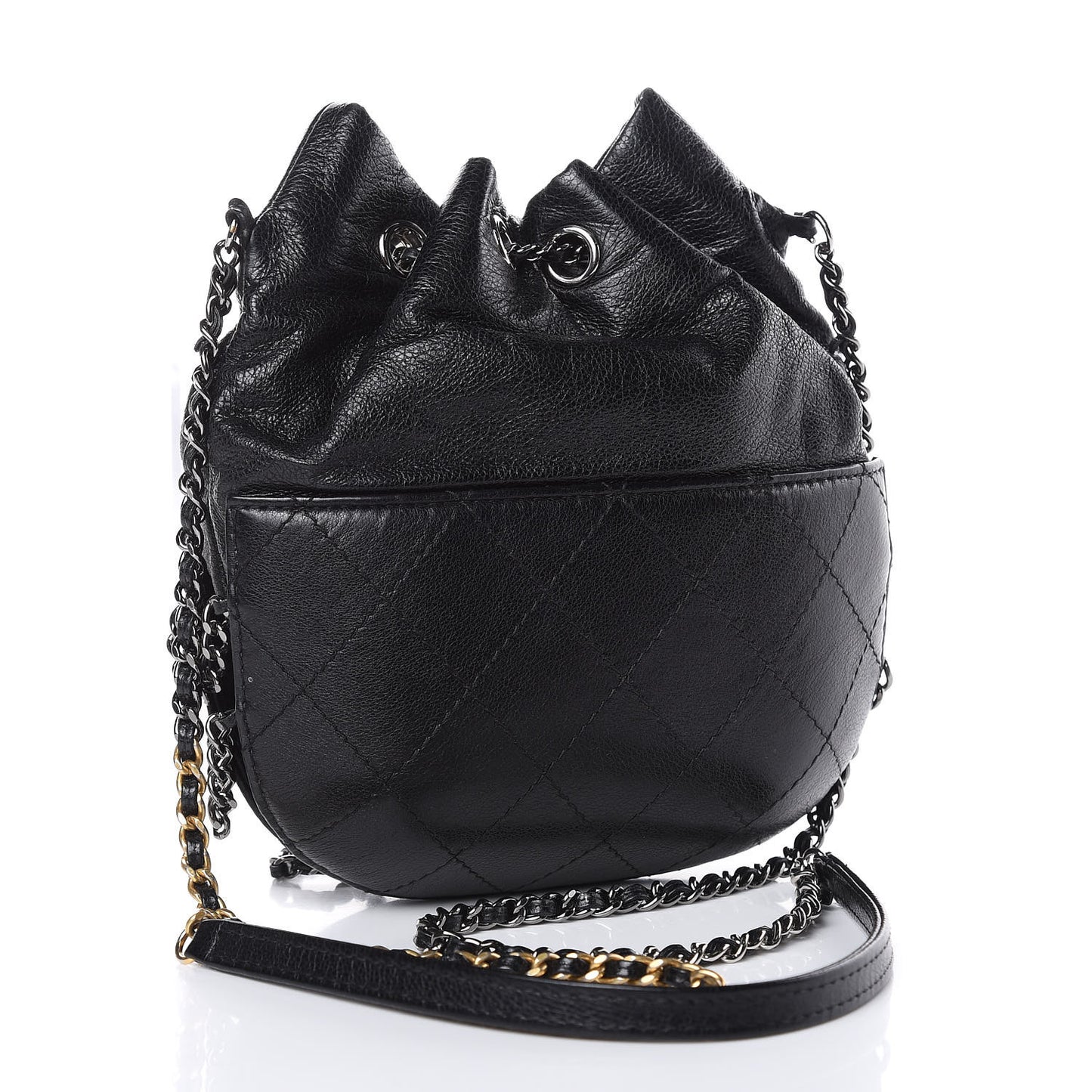 Calfskin Quilted Small Gabrielle Bucket Black