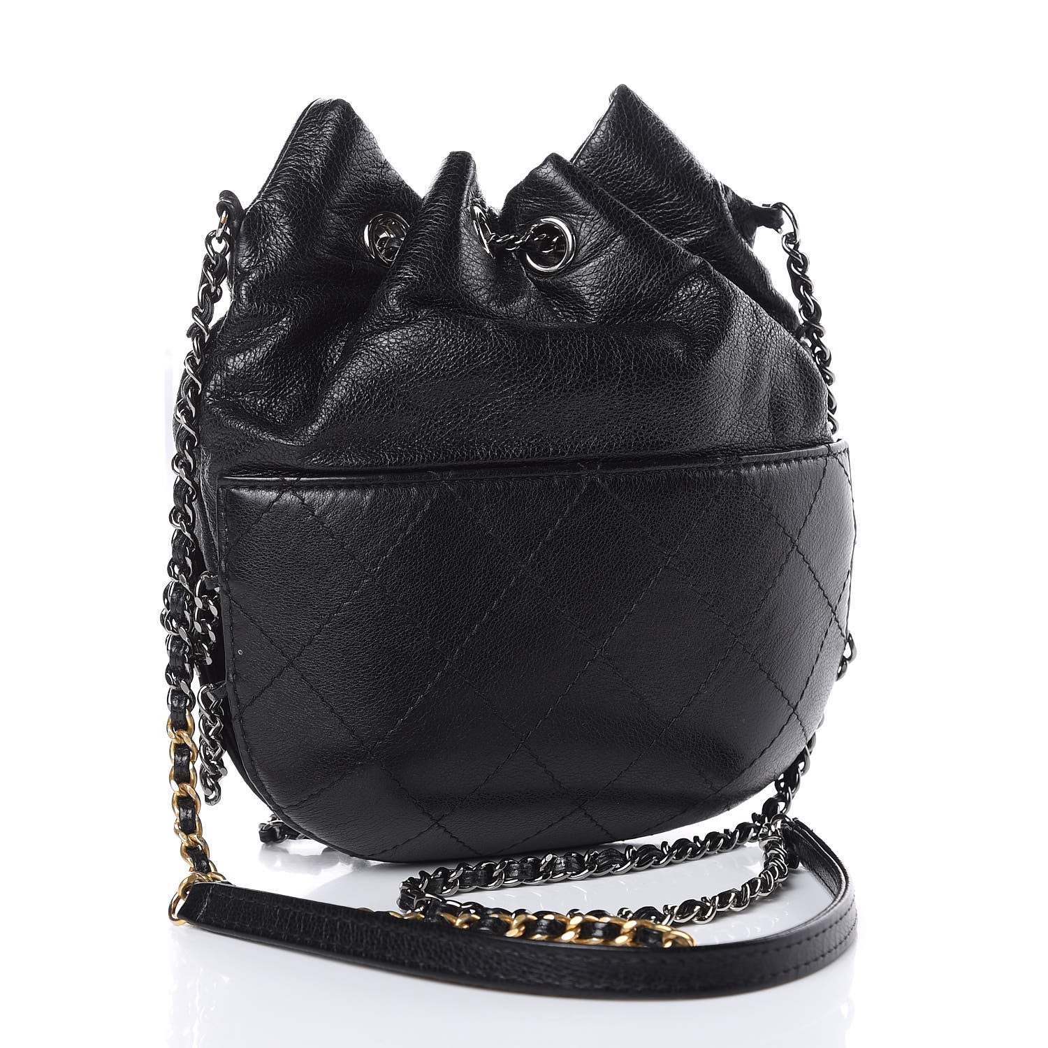 Chanel Calfskin Quilted Small Gabrielle Bucket Black 3 of 10