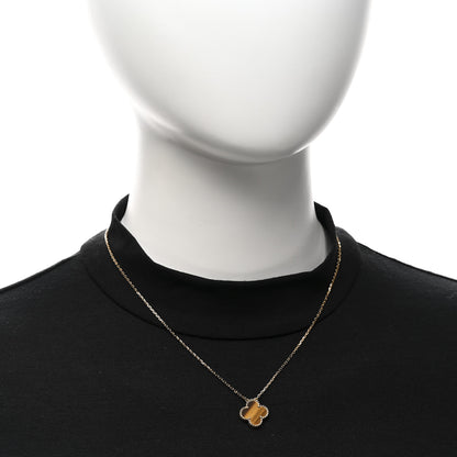 Van Cleef & Arpels 18K Yellow Gold Tiger Eye Vintage Alhambra Pendant Necklace 2 of 6