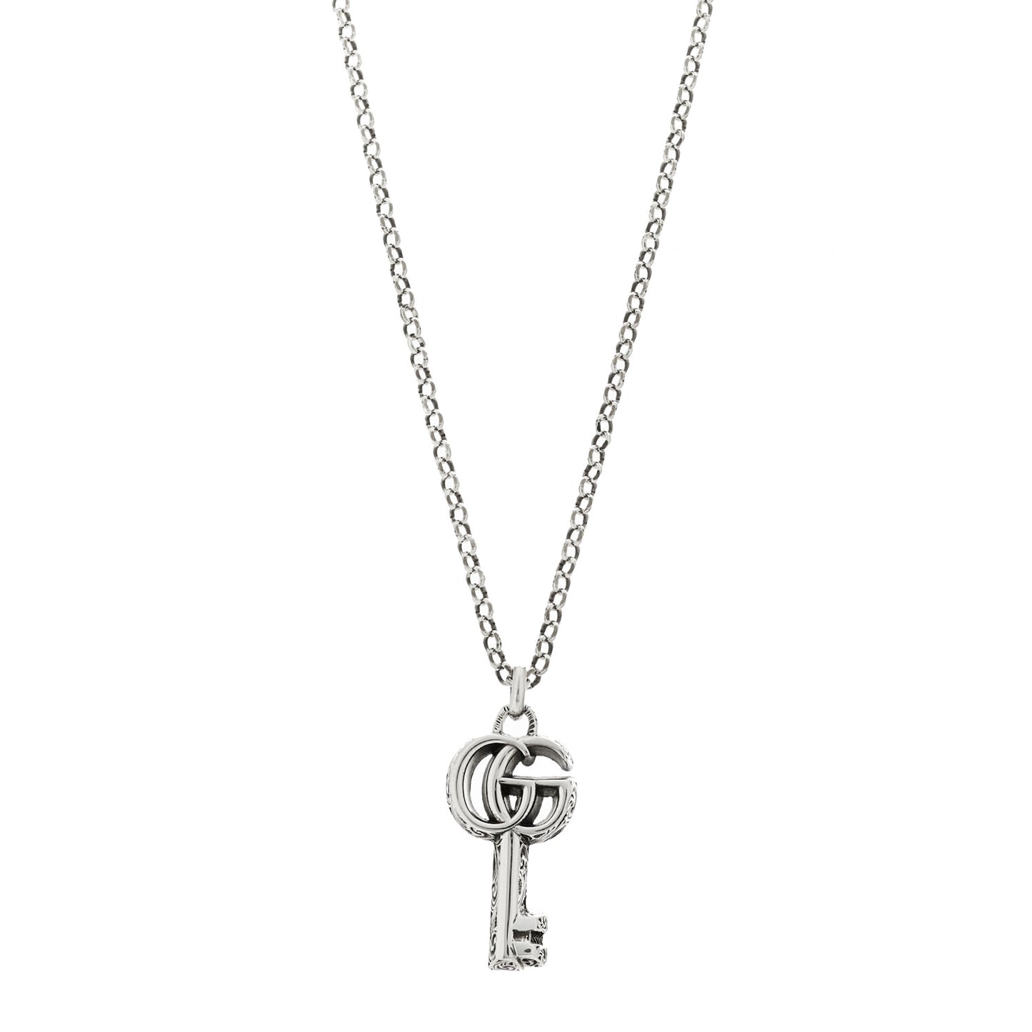 Sterling Silver Double G Key Pendant Necklace
