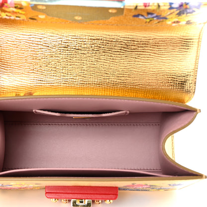 Dolce & Gabbana Metallic Calfskin Crystal Embellished Lucia Shoulder Bag Gold Multicolor 4 of 10