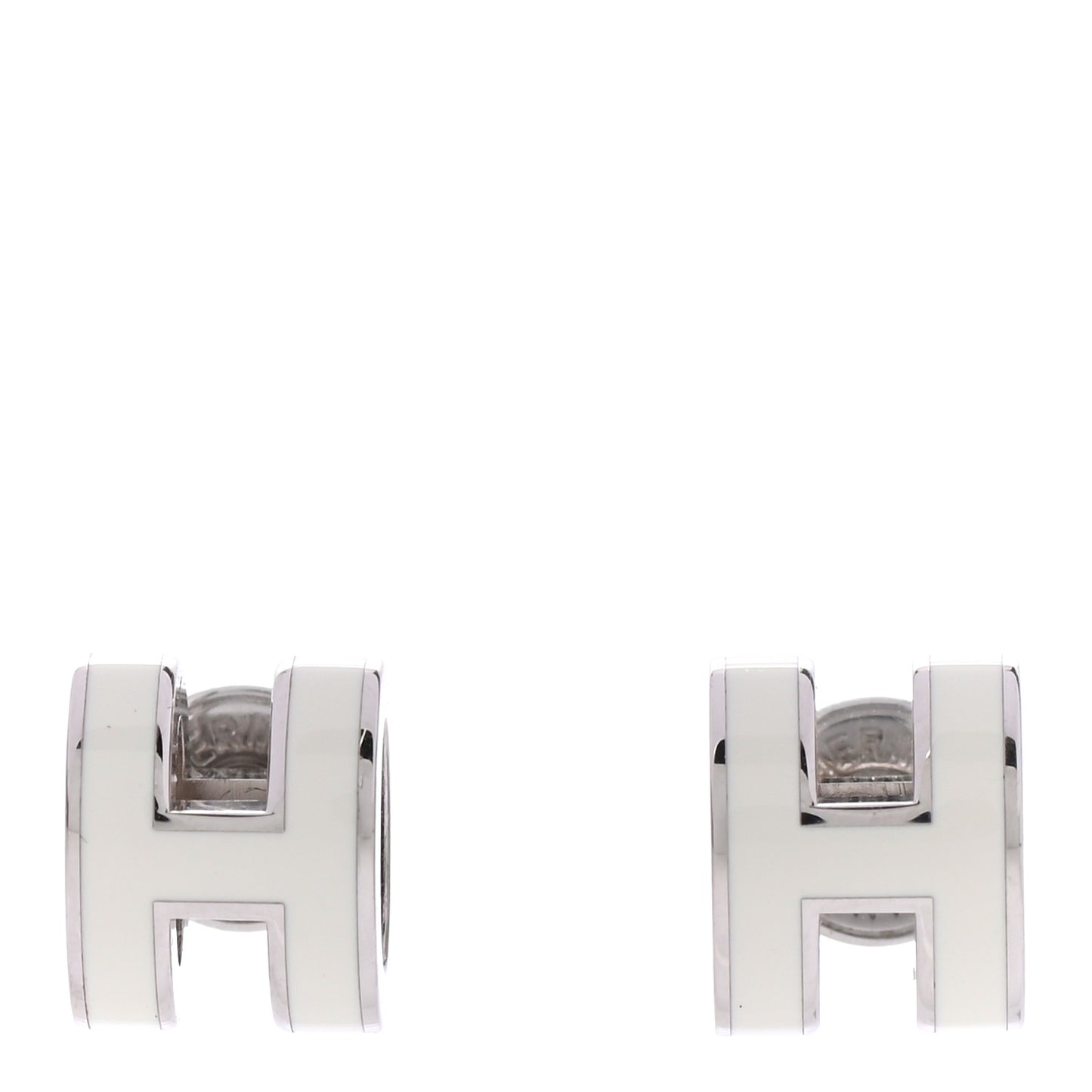 Palladium Lacquered Mini Pop H Earrings White