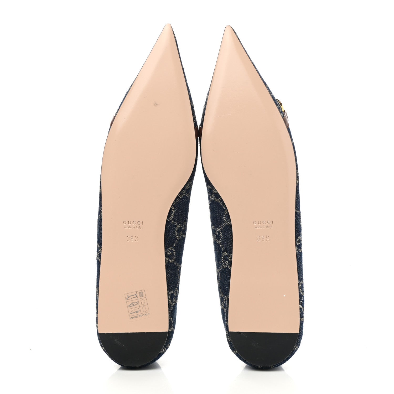 Gucci New Denim GG Monogram Nappa Deva Horsebit Chain Embellished Flats 39.5 Blue Tea Cuir Epilog 5 of 8