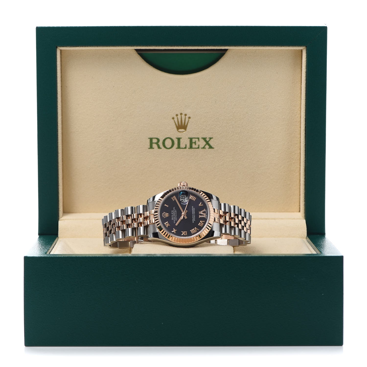 Rolex Stainless Steel 18K Everose Gold Diamond 31mm Oyster Perpetual Datejust Watch Aubergine Roman 178271 6 of 6