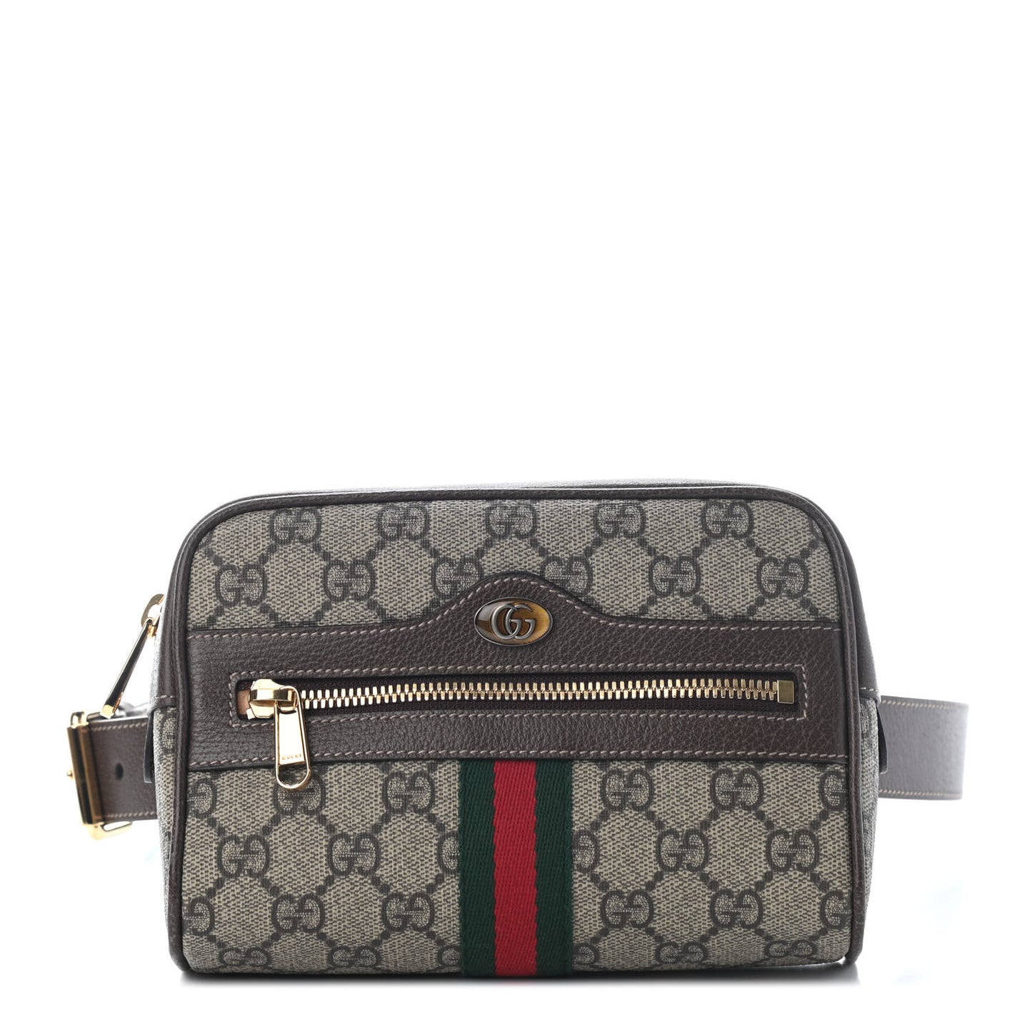 GG Supreme Monogram Web Small Ophidia Belt Bag 75 30 Dark Brown