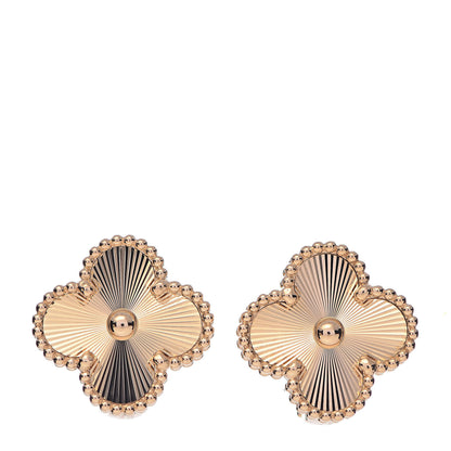 Van Cleef & Arpels 18K Yellow Gold Guilloche Vintage Alhambra Earrings 1 of 5