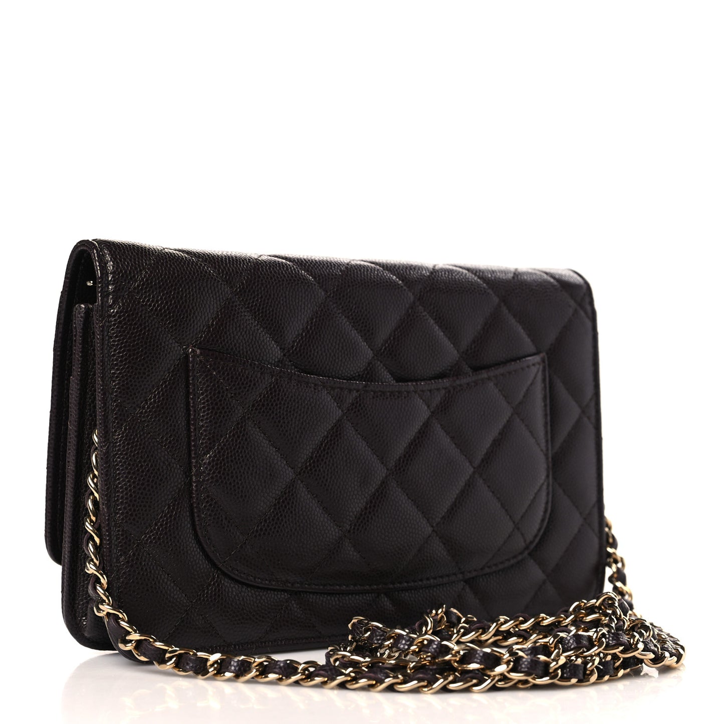 Caviar Quilted Wallet on Chain WOC Dark Brown
