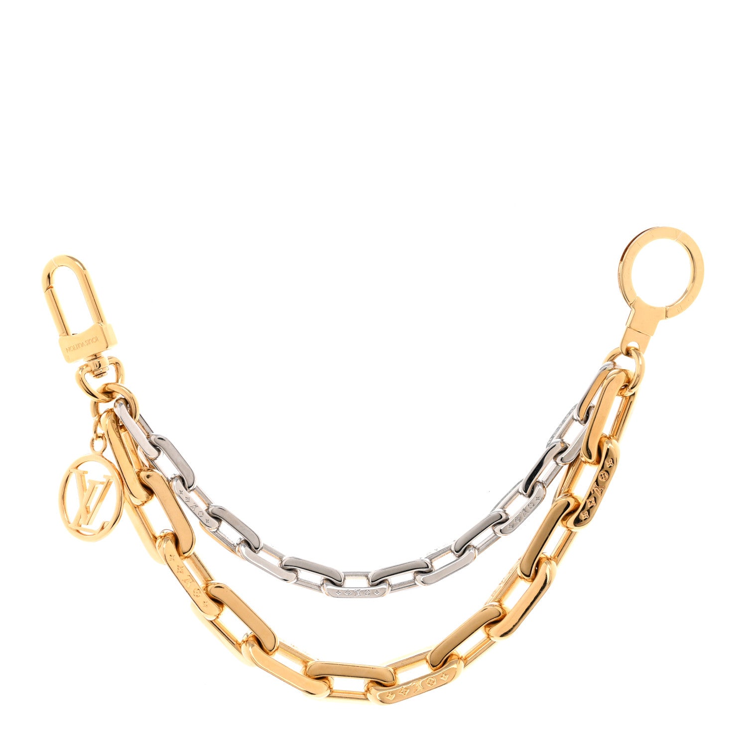 Louis Vuitton Metal LV Edge Chain Bag Charm Silver Gold 1 of 4