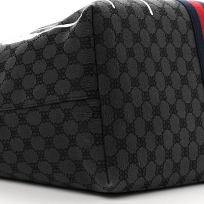 Gucci X BALENCIAGA BB Monogram Web Graffiti Large Ophidia Shopping Tote Black 10 of 13