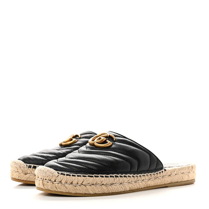 Gucci Nappa Matelasse GG Marmont Espadrille Slippers 36.5 Black 3 of 8