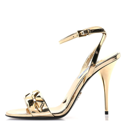 Prada Vernice Metal Stud Sandals 36 Platino 1 of 8