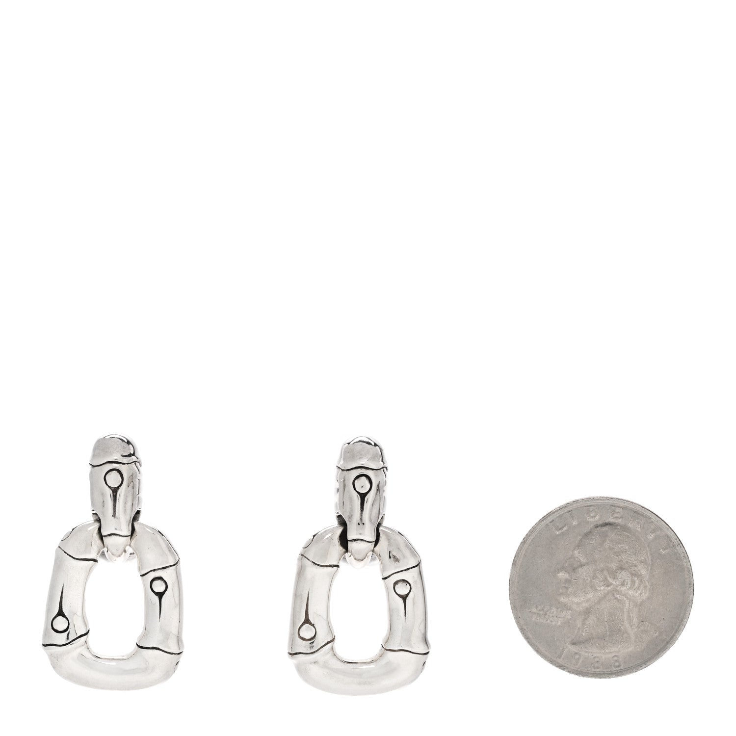 John Hardy Sterling Silver Bamboo Door Knocker Earrings 2 of 8