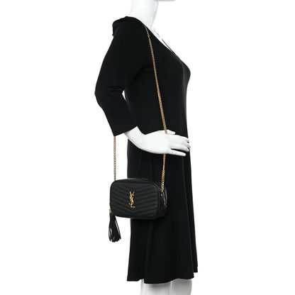Saint Laurent Grain De Poudre Matelasse Monogram Mini Lou Camera Bag Black 2 of 11