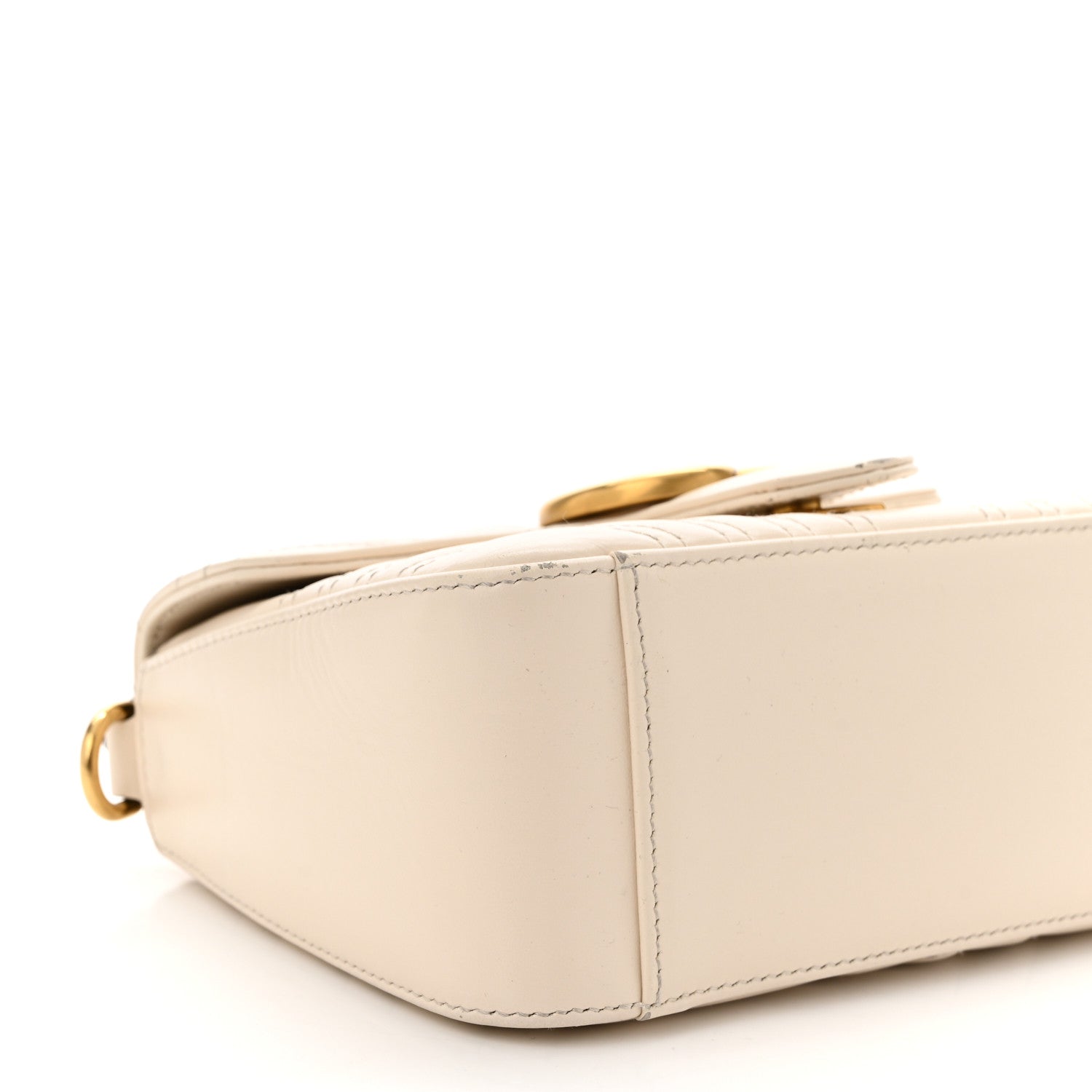 Gucci Calfskin Matelasse Mini GG Marmont Top Handle Shoulder Bag White 9 of 15