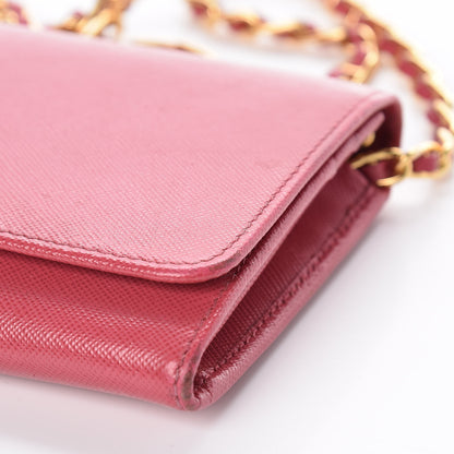 Prada Saffiano Metal Oro Chain Wallet Peonia 19 of 22