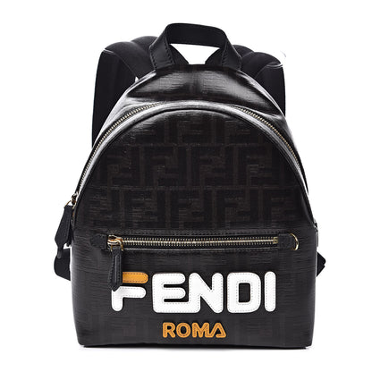 Fendi X FILA Glazed Fabric Vitello Century FF 1974 Mania Mini Backpack Black White 1 of 10