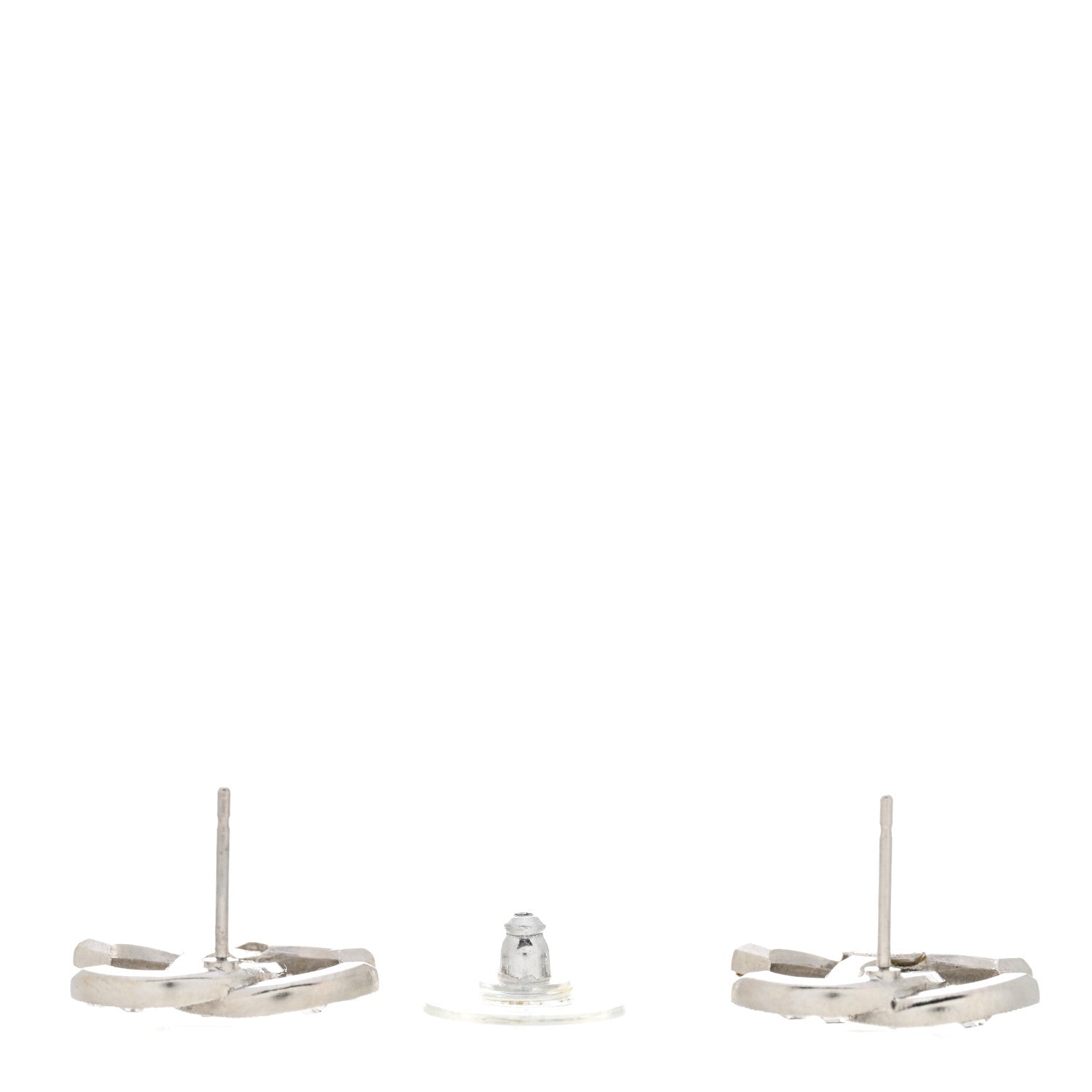 Chanel Crystal CC Earrings Silver 3 of 10