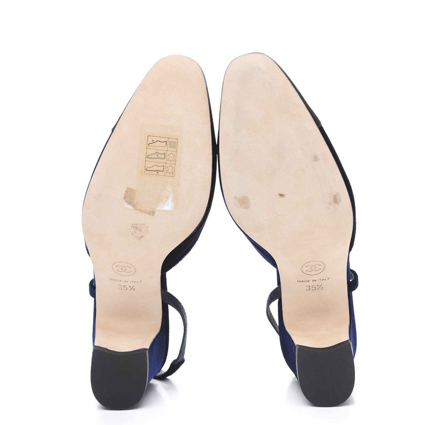 Velvet Grosgrain Cap Toe CC Slingback Pumps 35.5 Blue Black