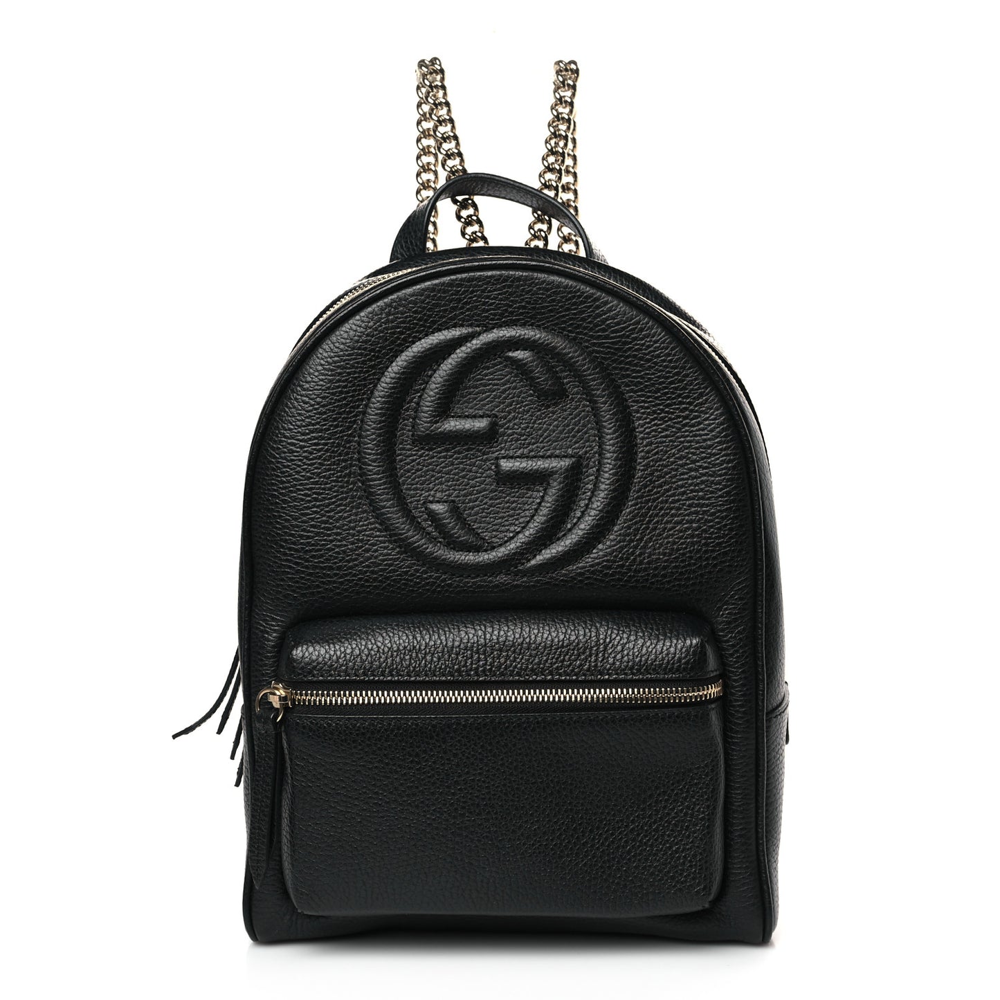 Pebbled Calfskin Soho Chain Backpack Black