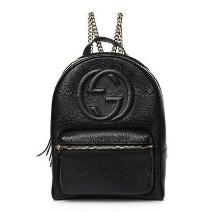Gucci Pebbled Calfskin Soho Chain Backpack Black 1 of 9