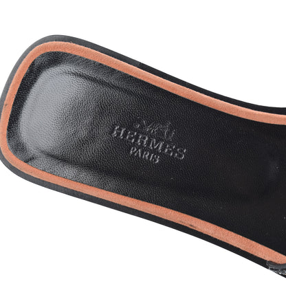 Hermes Suede Goatskin Crystal Oran Sandals 36 Rose Bubinga Black 6 of 13