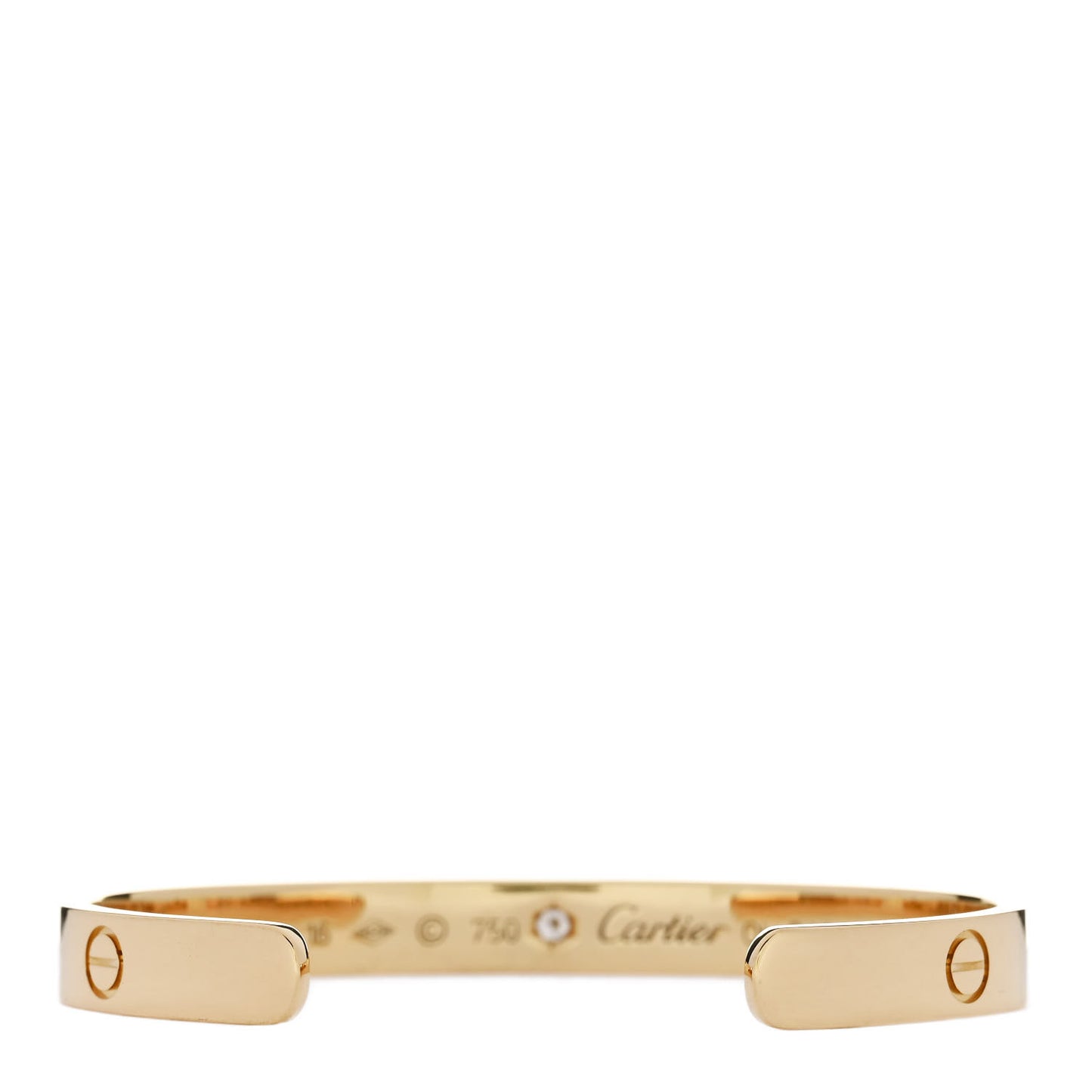 18K Yellow Gold 1 Diamond LOVE Cuff Bracelet 16