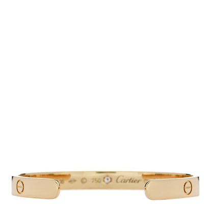 Cartier 18K Yellow Gold 1 Diamond LOVE Cuff Bracelet 16 2 of 3